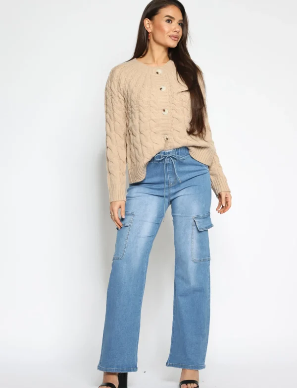 ANALUCY | Cargo jeans, elastische band Blauw