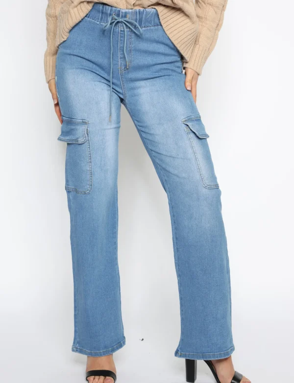 ANALUCY | Cargo jeans, elastische band Blauw