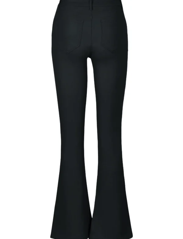 ANALUCY | Leatherlook flared broek H6955-A Zwart
