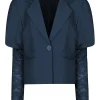 Blazer met kanten mouwen Lulu Donkerblauw
