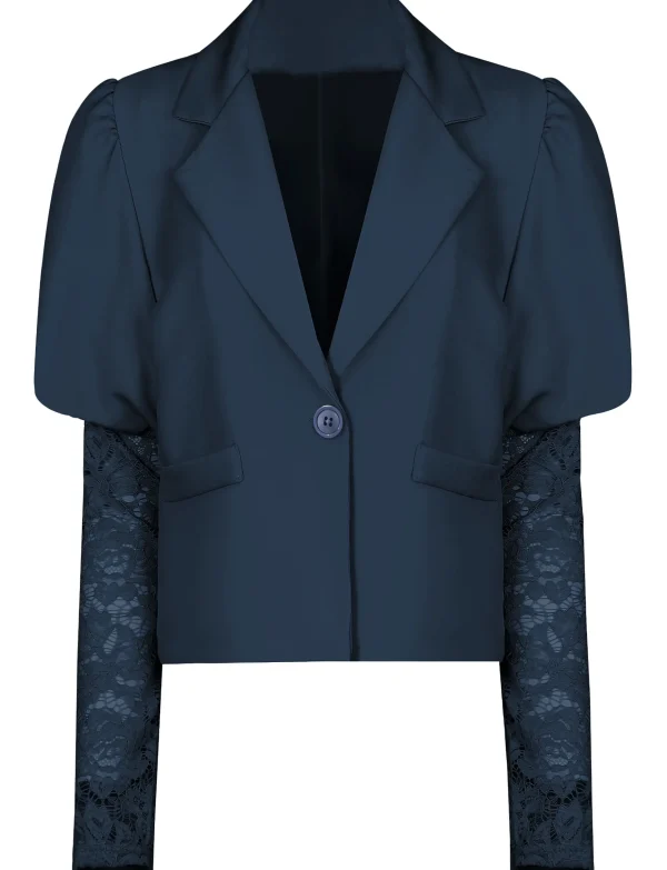 Blazer met kanten mouwen Lulu Donkerblauw