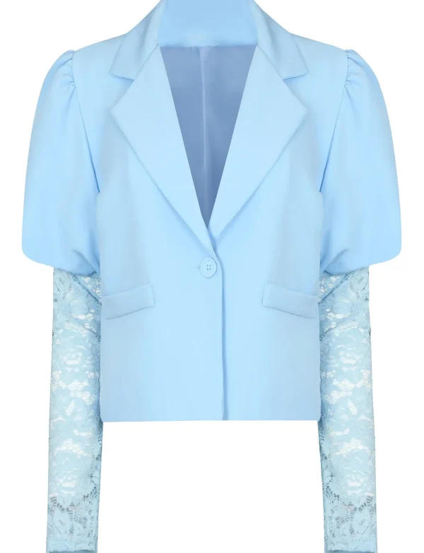 Blazer met kanten mouwen Lulu Lichtblauw