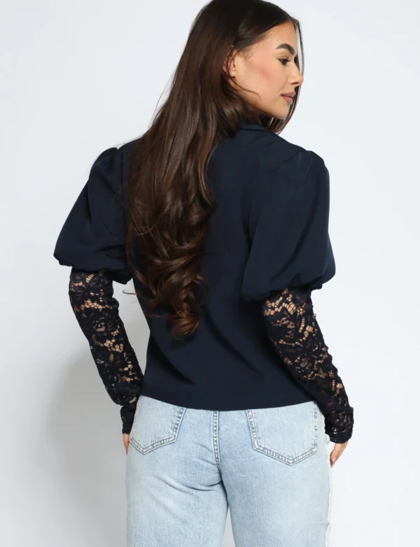 Blazer met kanten mouwen Lulu Donkerblauw