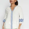 Blouse Nola Wit/ Blauw
