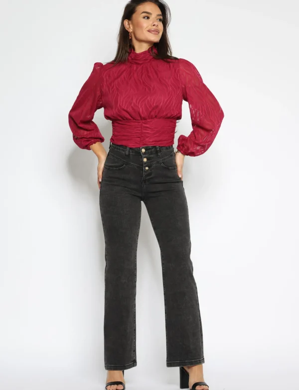Folyrose | Wide leg jeans Y6202 Donkergrijs