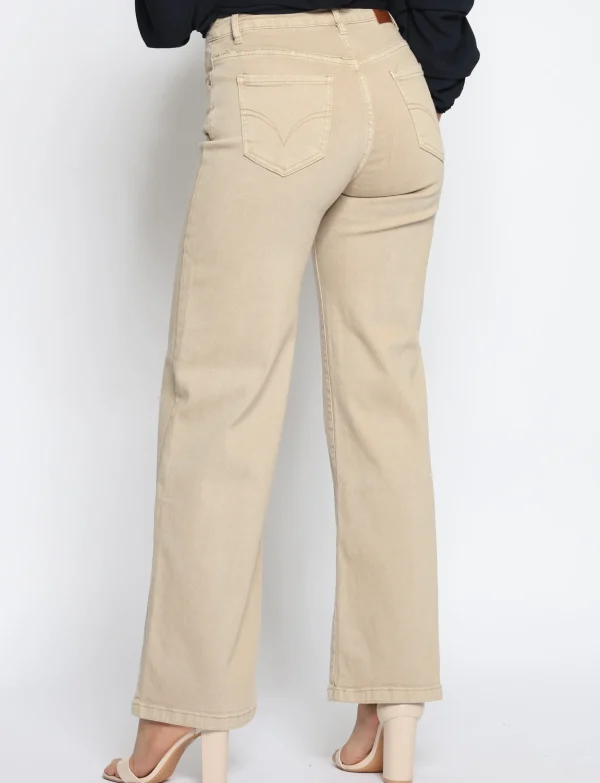 Folyrose | Wide leg jeans Y6590 Taupe