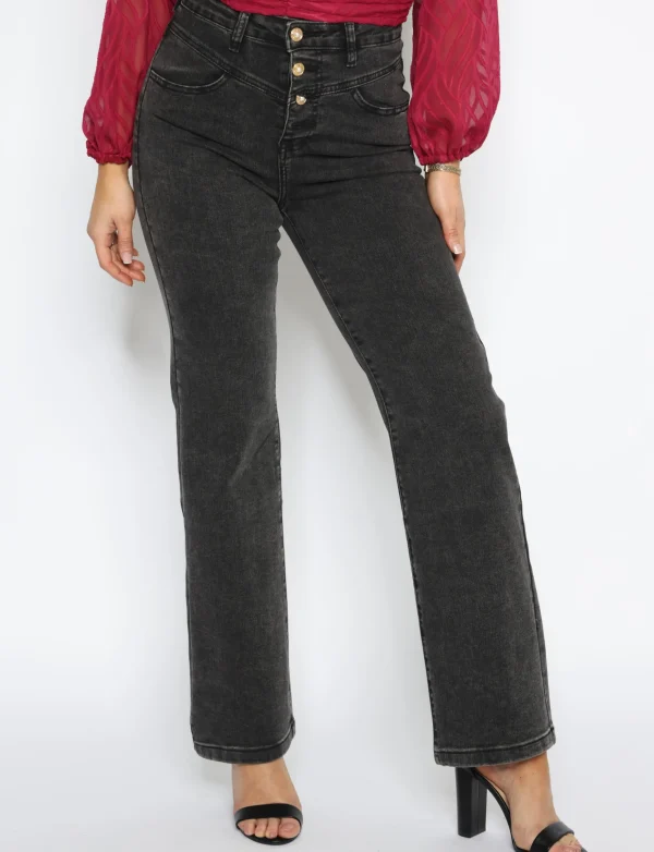Folyrose | Wide leg jeans Y6202 Donkergrijs