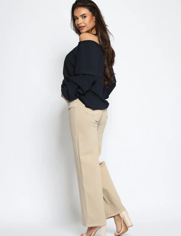 Folyrose | Wide leg jeans Y6590 Taupe