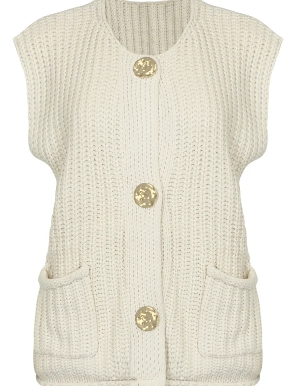 Gebreid gilet Esmee Beige