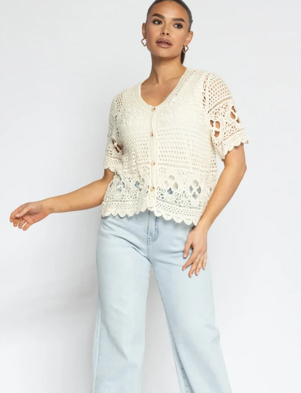 Gehaakte top Mina Beige