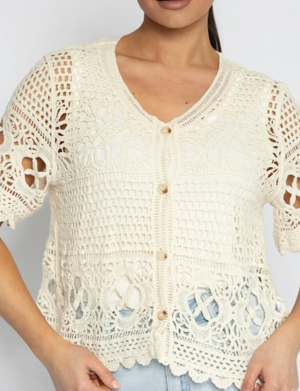 Gehaakte top Mina Beige
