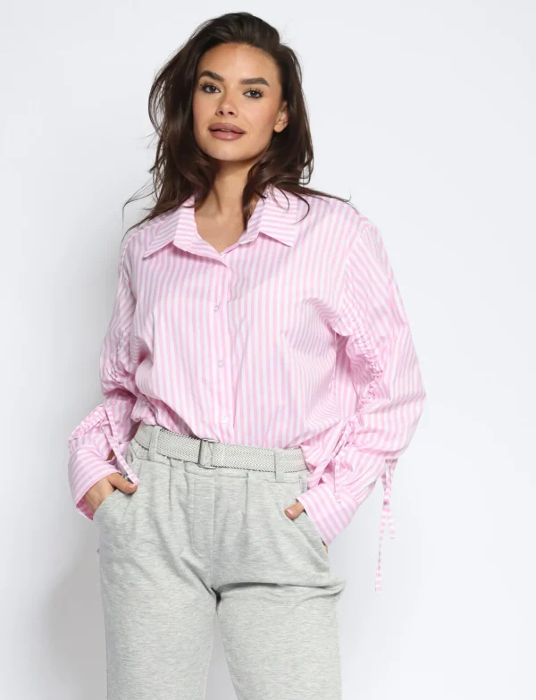 Gestreepte blouse Jasmijn Lichtroze