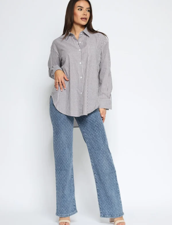 Gestreepte blouse Lyna Bruin