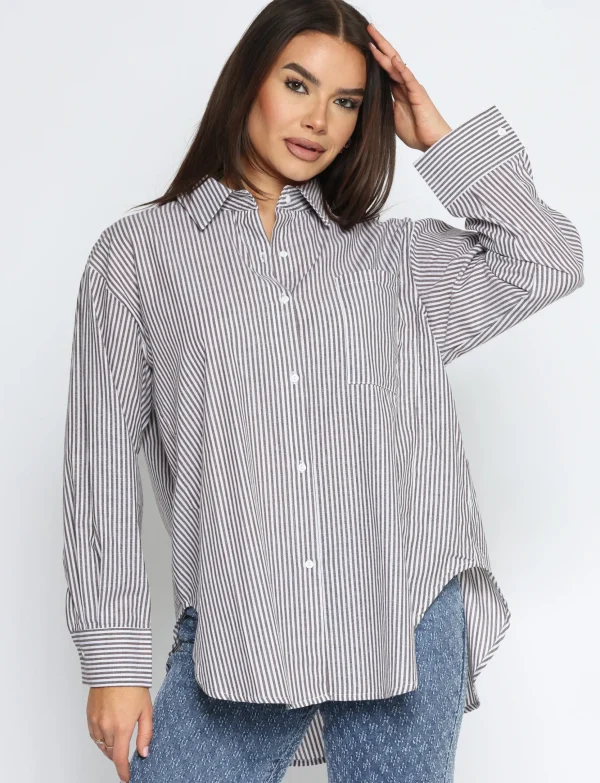 Gestreepte blouse Lyna Bruin