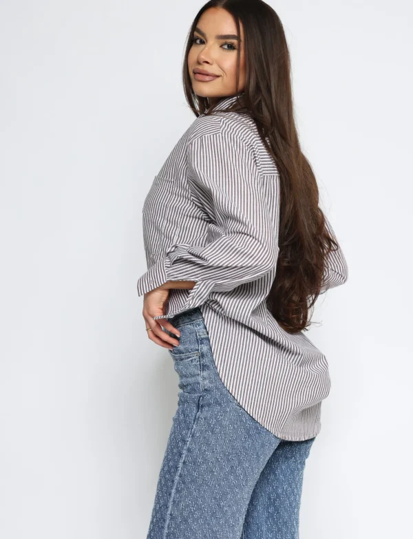 Gestreepte blouse Lyna Bruin