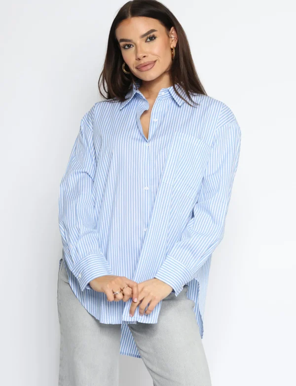 Gestreepte blouse Lyna Lichtblauw