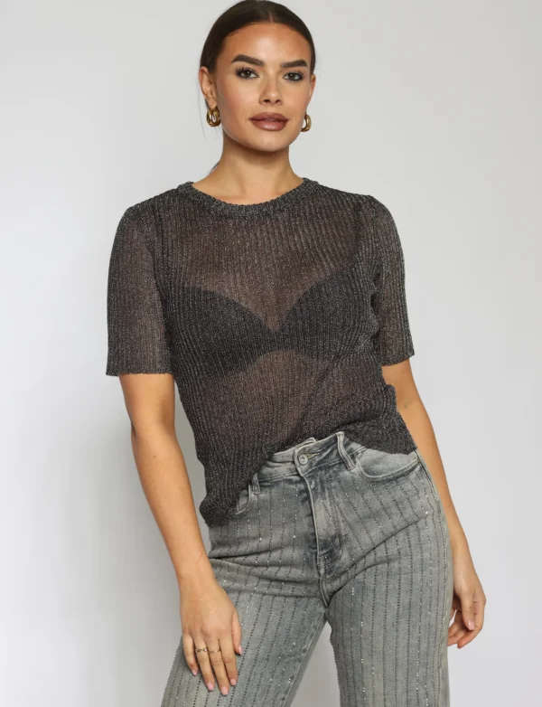 Glitter top Revy Zilver