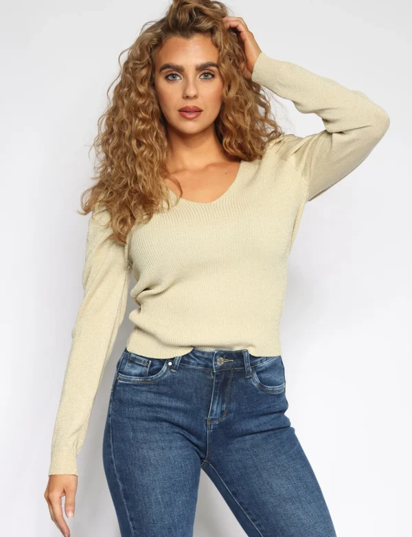 Glitter top Ricky Beige