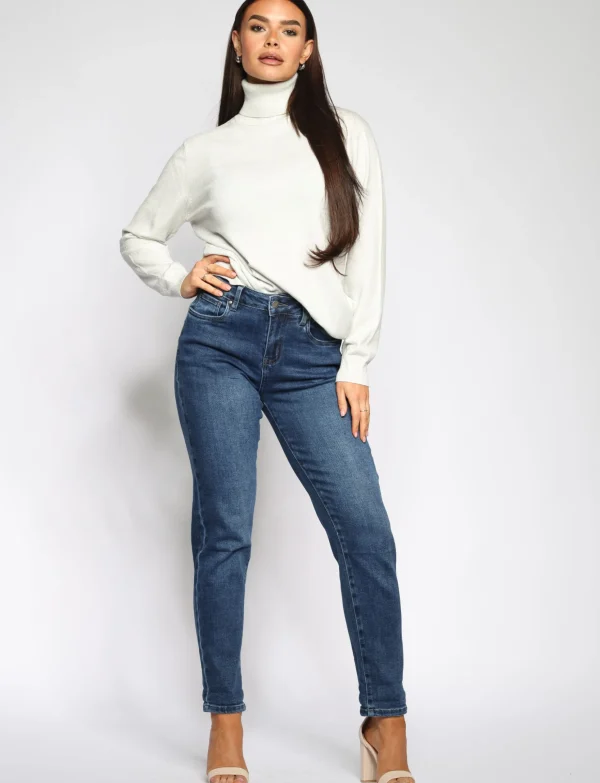 Hello Miss | Mom jeans HM5294-2 Donkerblauw