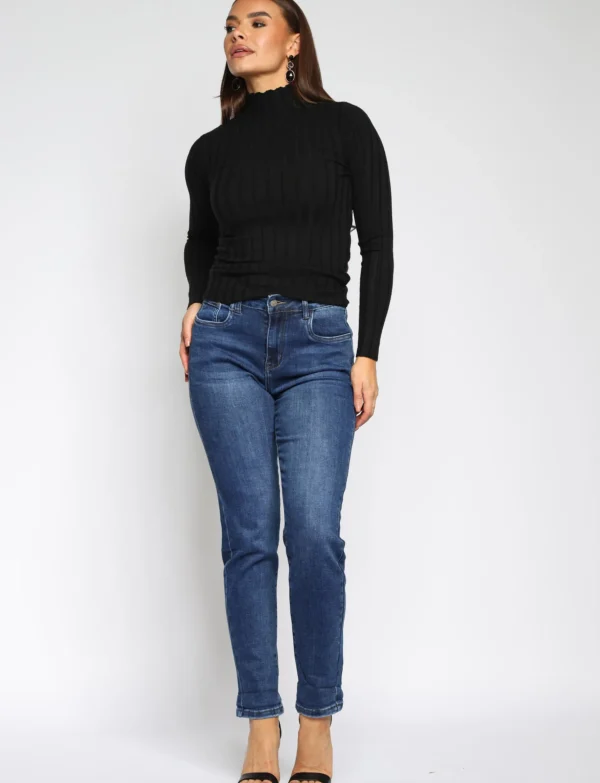 Hello Miss | Mom jeans HM5303 Donkerblauw