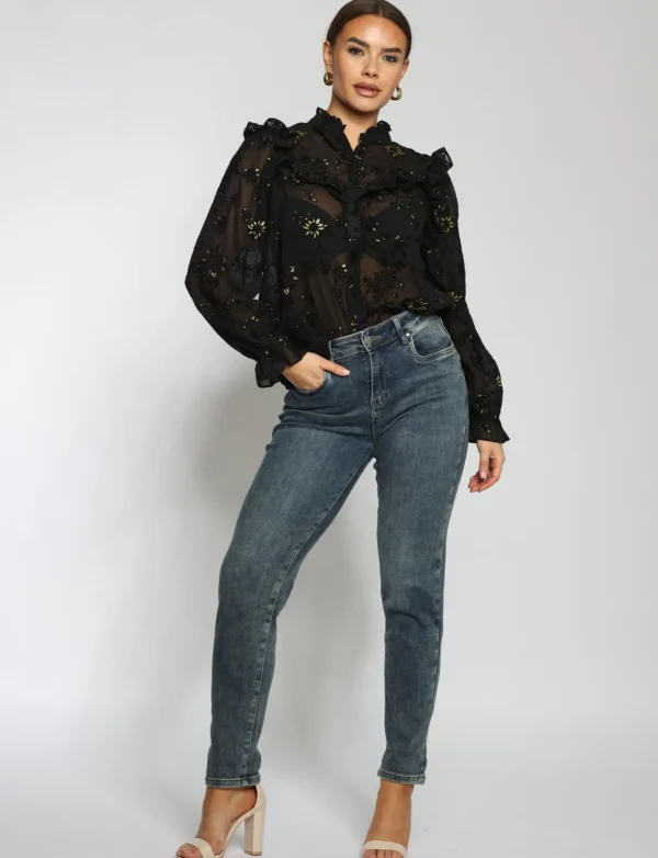Hello Miss | Mom jeans HM5294-3 Donkerblauw