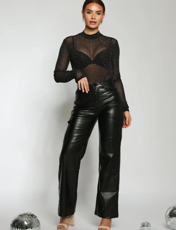 Hello Miss | Wide leg, cargo jeans HM006-1 Zwart