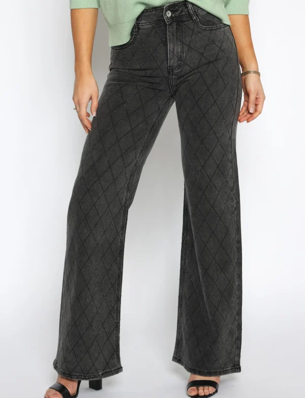 Hello Miss | Wide leg jeans HM6718-1 Zwart