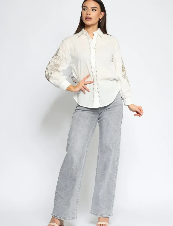 Hello Miss | Wide leg jeans H863-2 Grijs