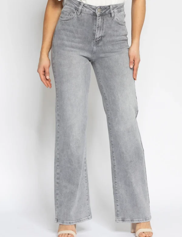 Hello Miss | Wide leg jeans H876-7 Grijs