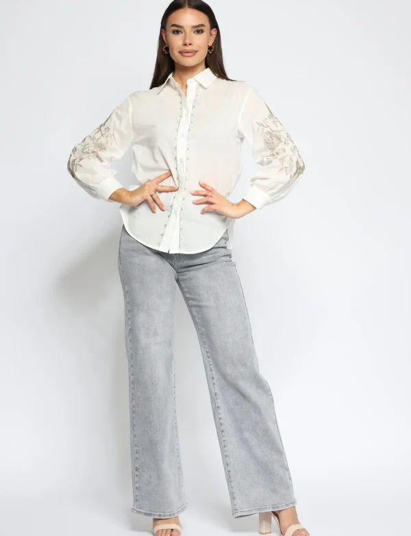 Hello Miss | Wide leg jeans H863-2 Grijs