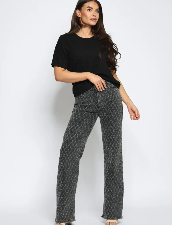 Hello Miss | Wide leg jeans H801-3 Donkergrijs