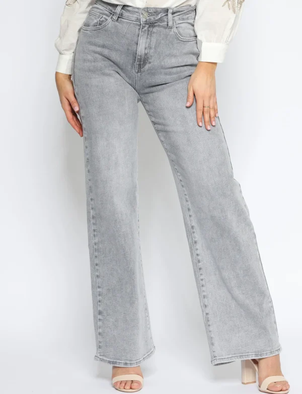 Hello Miss | Wide leg jeans H863-2 Grijs