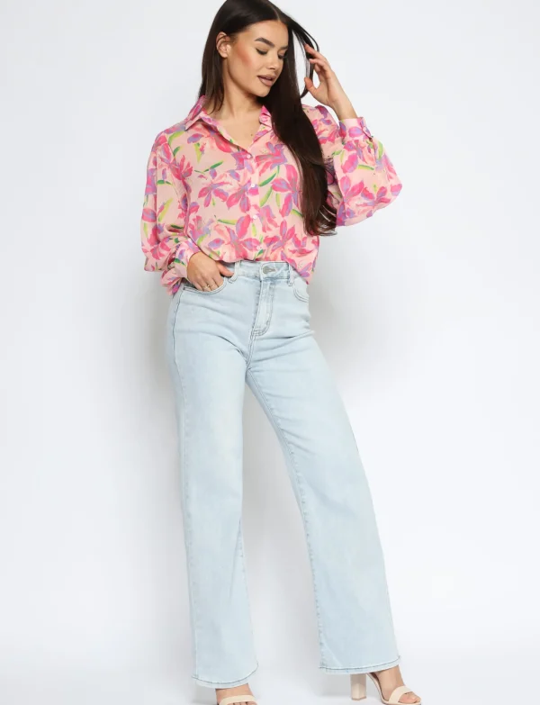 Hello Miss | Wide leg jeans H876-14 Lichtblauw