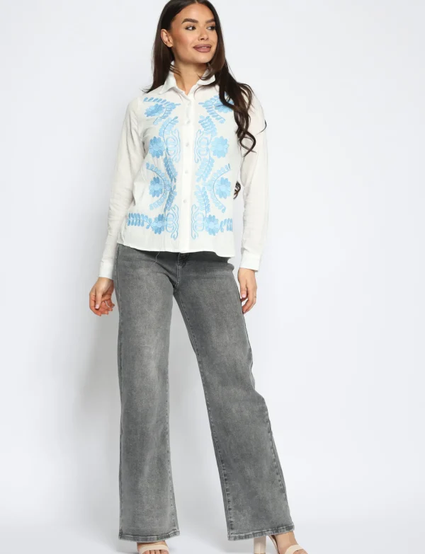 Hello Miss | Wide leg jeans H876-3 Grijs
