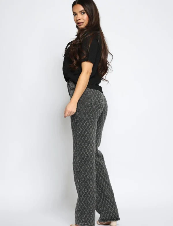 Hello Miss | Wide leg jeans H801-3 Donkergrijs