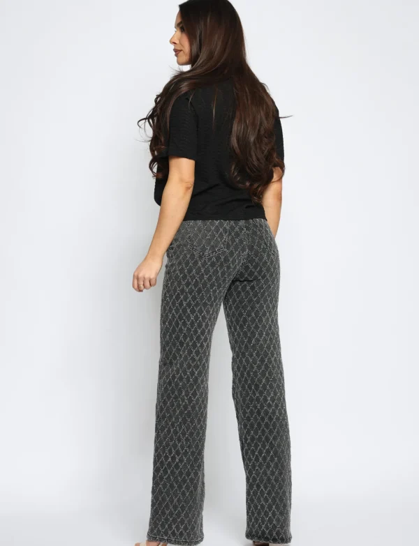 Hello Miss | Wide leg jeans H801-3 Donkergrijs