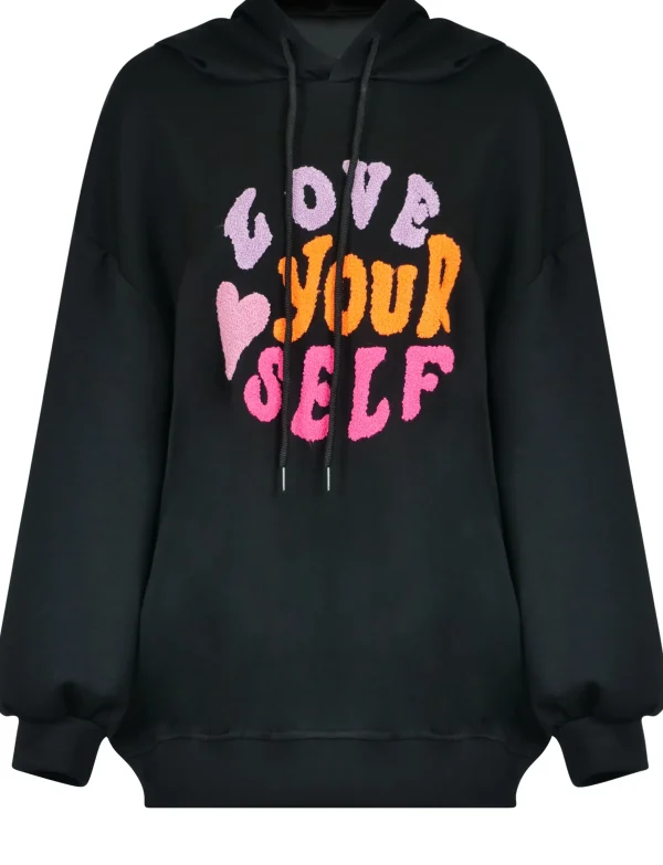 Hoodie love Yourself Zwart