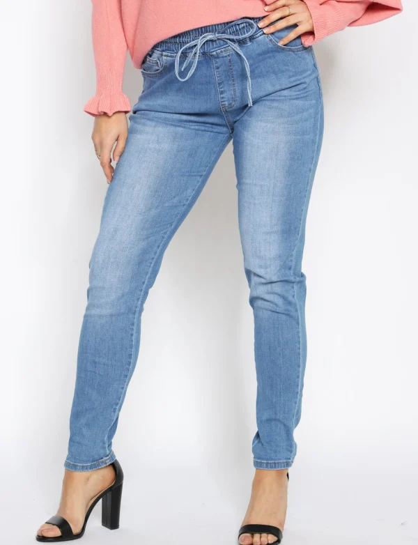 Jeans elastische band YH3766 Blauw