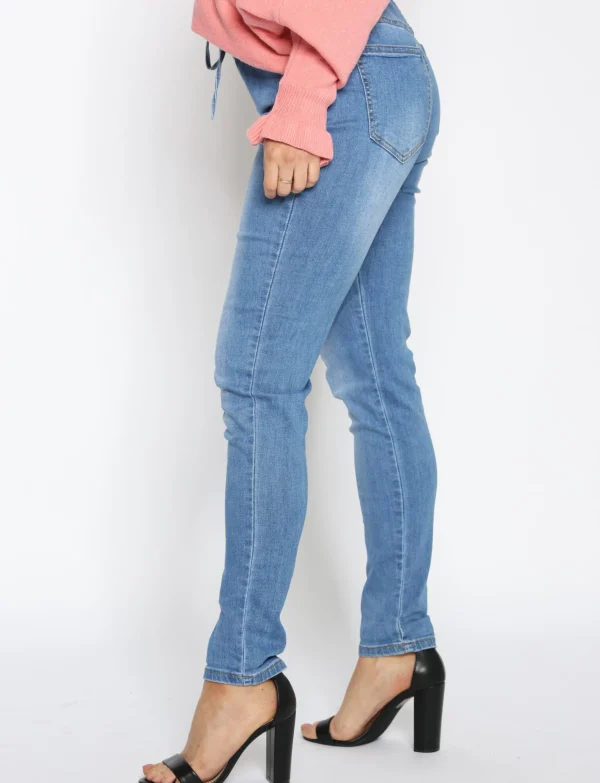 Jeans elastische band YH3766 Blauw