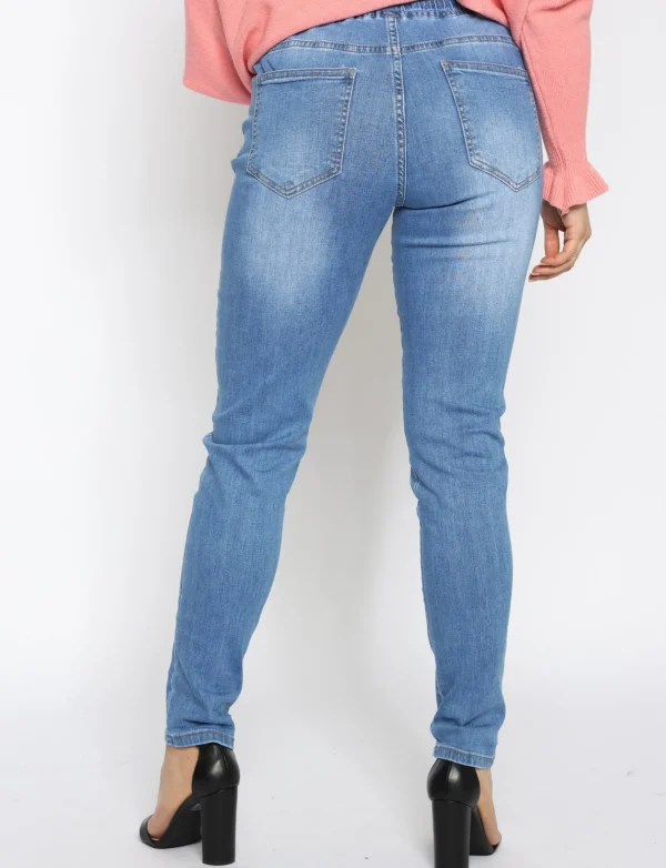 Jeans elastische band YH3766 Blauw