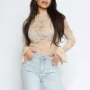 Kanten top Nami Beige