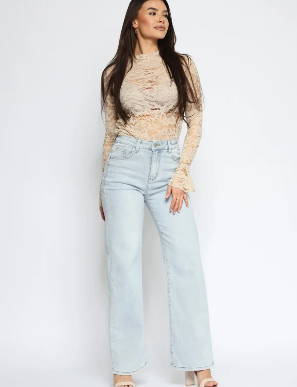 Kanten top Nami Beige