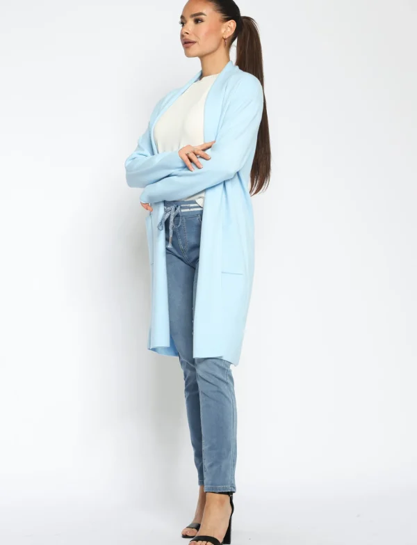 Lang vest Natascha Lichtblauw