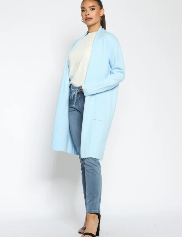 Lang vest Natascha Lichtblauw