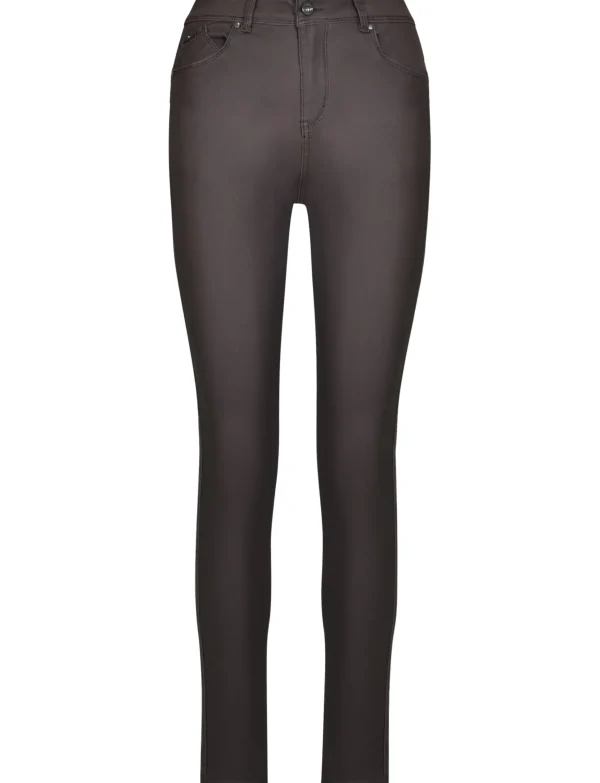 Norfy | Leatherlook broek K516 Donkerbruin
