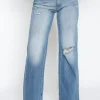 Queen Hearts | the Wide leg, Mid Waist Blauw