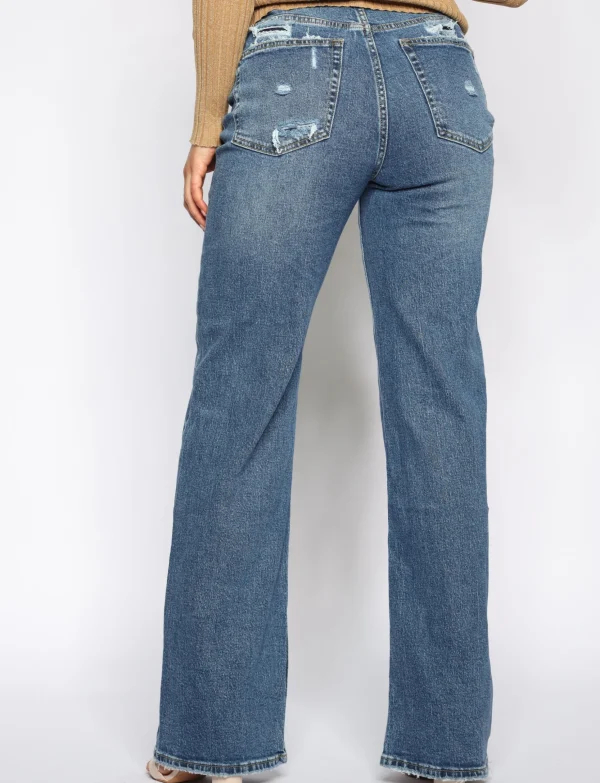 Queen Hearts | Wide leg jeans W3756 Blauw