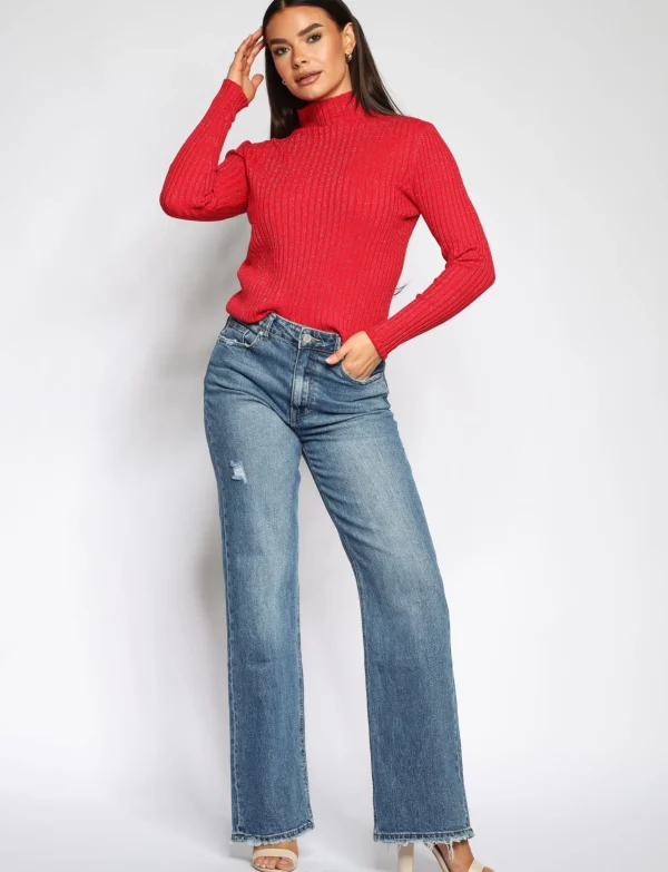 Queen Hearts | Wide leg jeans W3328 Blauw