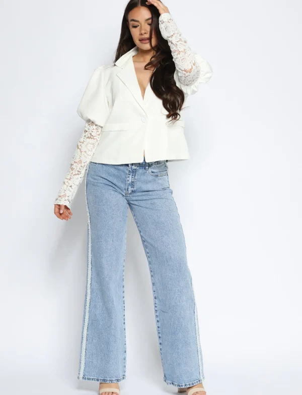 Queen Hearts | Wide leg jeans bies W3777 Blauw