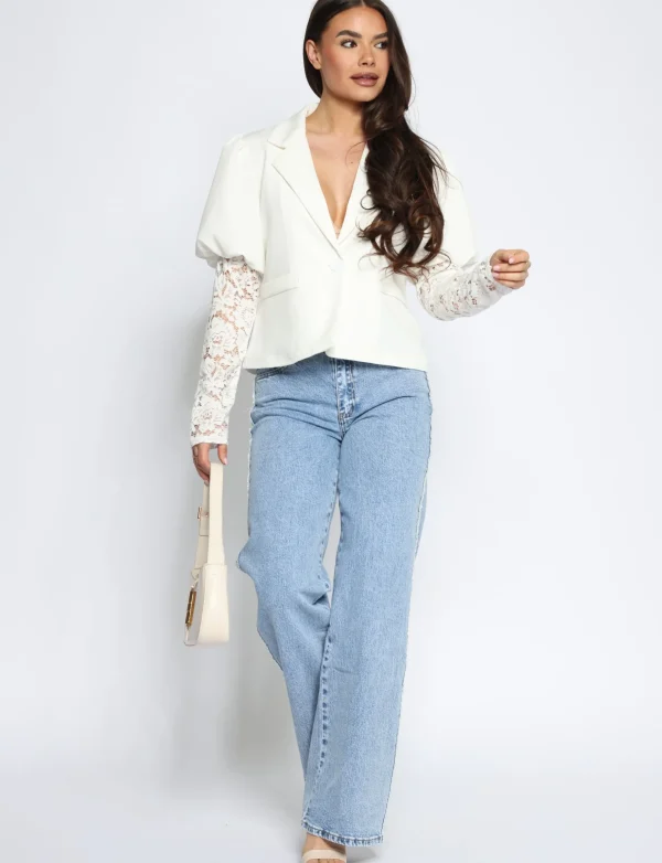 Queen Hearts | Wide leg jeans bies W3777 Blauw